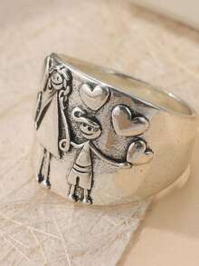 Cincin Pasangan Tembaga Buatan Tangan Antik, Cincin Kenangan, Cincin Hadiah, Cincin Pernikahan Bohemian - Perak - View 7