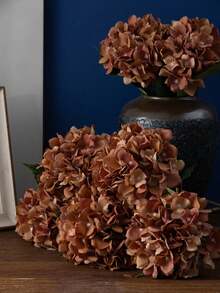 MEHELANY 1朵逼真仿真绣球花，高品质丝绸质感材质，适用于DIY婚礼花束、派对、家居装饰、厨房、花园、酒店、办公室、春季节日（情人节、母亲节）、返校装饰、DIY花环、礼品等。 - 咖啡棕 - 查看 3