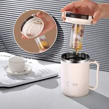 1pc 450/500ml 304 Stainless Steel Coffee Cup With Tea Infuser & Foldable Spoon, Double Wall Insulated, Suitable For Milk Tea, Coffee, Water, With Handle, Anti-Scald And Leakproof, For Home, School, Dorm, Office, Party, Picnic, Camping, Back To School And More - Multicolor - View 8