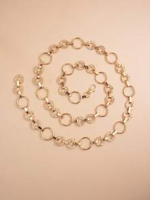 Fashionable Metallic Waist Chain Belt, Versatile Decoration For Dresses, Gold & Silver Color