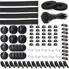 Kit de Gestin de Cables, 67 clips de adhesivo organizador de cables de escritorio, 22 correa de reutilizable, 4 manguito de Split, 200 Nylon Zip Ties, 20 soportes313, Ferroso - 181 + Ferroso - Ver 2