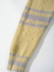 ANDREILEE 男士条纹毛绒保暖圆领长袖套头毛衣，欧美街头时尚，春、秋、冬三季皆宜 - 黃色 - 查看 10