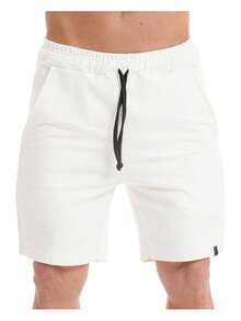 Men's Casual Gym Sweat Shorts - Beige - View 1