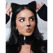 Black Cat Ears Headband Halloween Cat Woman Costume Hair Accessories Cute Furry Cat Ear Headbands For Women Headwear Headpiece For Cosplay Makeup Birthday Party