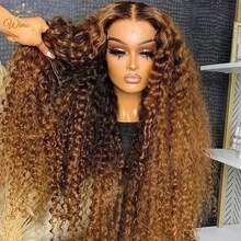 Honey Blonde Lace Front Wig 13x6 HD Deep Wave Lace Front Wigs Human Hair 250% Density Highlight Curly Human Hair Wig Pre Plucked Glueless Ombre Lace Front Wig Brazilian 4/27 Brown Colored Human Hair Wig For Women - S4/27 - View 6