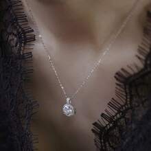 1 Piece Sterling Silver Round Bag 2 Carat Necklace Inlaid With Collarbone Chain Korean Version High-End Niche Exquisite - 2 Carat Round Necklace - View 5