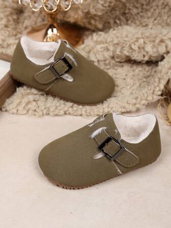 2024 Höst- och vinternya barnskor i mocka, enfärgade plus kashmir, koreanska pojk- och flickskor