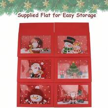 6 cajas de regalo de Navidad, cajas de regalo de fiesta de Navidad, cajas transparentes para hornear galletas, cajas de regalo de cartón rojo de Navidad - Multicolor - Ver 6