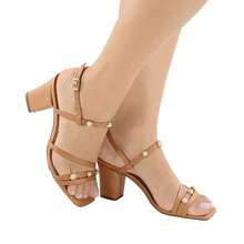 Sandália Feminina Salto Alto Bloco Confortável Elegante Dia a Dia 1618