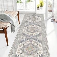 Soft Neutral Area Rugs 5x7, Washable Rug With Non Slip Backing, 5 X 7 Faux Cashmere Low-Pile Carpet, Cream White & Blue & Light Brown,  2025 Design - Purple & Cream - View 21