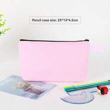 1pc Colorful Canvas Pencil Case, Zipper Style Hand-Held Makeup Bag, Organizing And Storing Stationery Bag, Multi-Color Pencil Case, Hand-Held Bag, Cosmetics Storage Hand-Held Canvas Bag, Simple And Portable,The Color Of The Handle Is Random