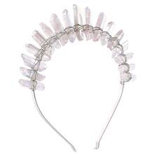 Bubbmi Bridal White Crystal Crown Headband Raw Quartz Tiara Fashion Wedding Headpiece For Women Girls Party Photography{"Color_name":"WhiteTM"} - 白色 - 查看 1