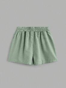 2 pcs Conjunto de dos piezas de top oversize de manga corta con estampado "Knight" y shorts a rayas para mujer, trajes de verano - blanco y verde - Ver 3