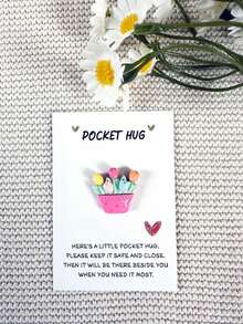 5pcs Tulip Bouquet Pocket Hugs With Inspirational Cards,Elegant Flower Design -Suitable For Birthdays, Weddings,Parties, Anniversary Day - Cute Floral Design WithEncouraging Greeting Cards