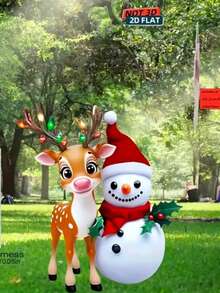 1pc Classic Acrylic 2D Flat Reindeer Garden Stake - Holiday Outdoor Christmas Decor, Freestanding, Animal Themed, Battery-Free