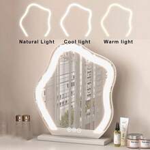 Vanity Desk Set with One - Tri - Colour Mirror, 2 Drawers, Hidden Storage Shelves, Cushioned Stool, White Dressing Table Bedroom - 90 cm - Ver 5