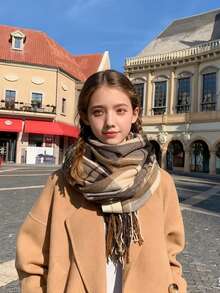 12-16 Years Old Autumn And Winter Plaid Scarf Boys And Girls Winter High-End New Style All-Match Warm Couple Neck Shawl Korean Style - Multicolor - View 4