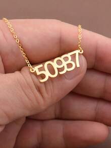 Collar con número grabado personalizado - Regalo de joyería personalizado, diseño de cadena minimalista en tono dorado, regalo de cumpleaños, Navidad, Día de San Valentín, regalo de temporada, accesorio diario, elegante clásico, artesanía de lujo