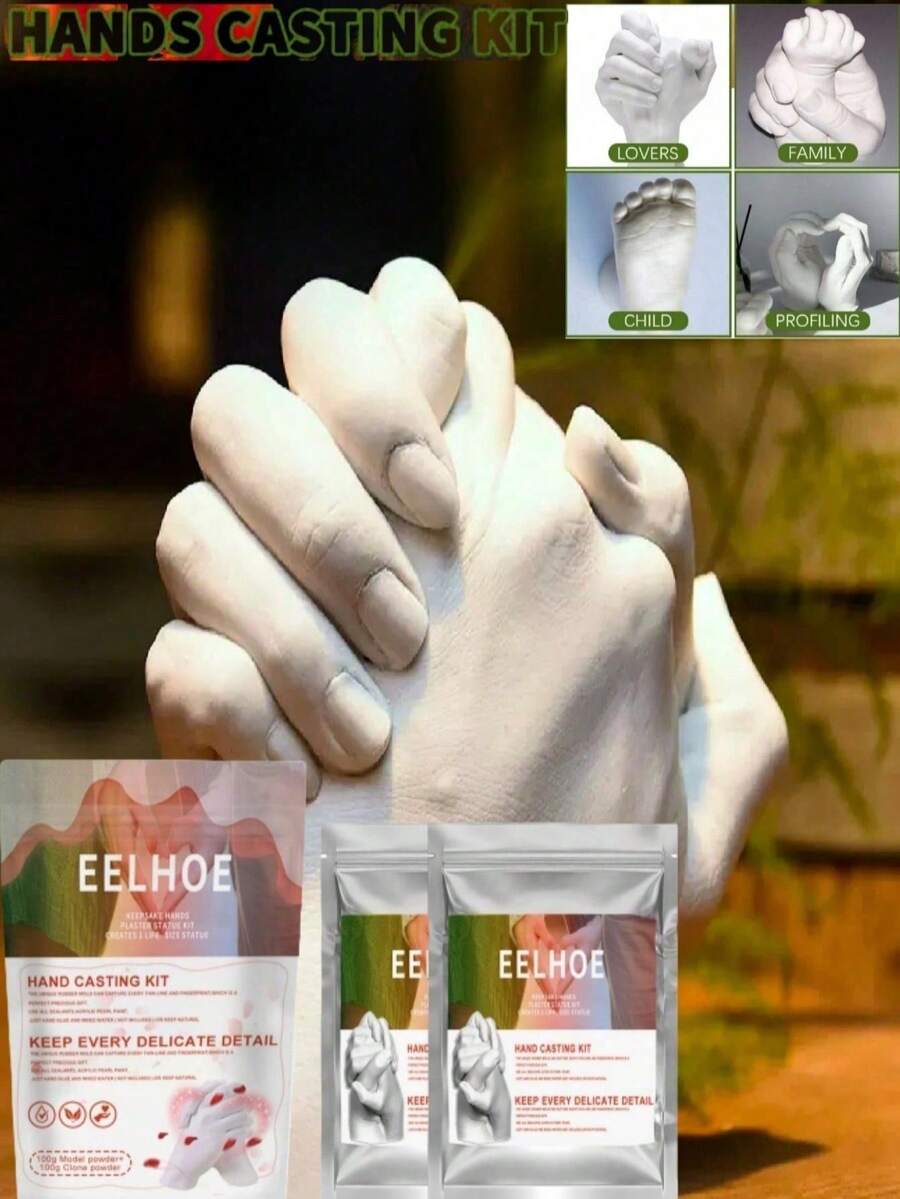 EELHOE 1 件情侣手塑粉，情人节礼物，家庭手工套装，订婚，婚礼，母亲节，周年纪念纪念品，送给他和她的独特礼物，情侣，新旧款式随机，节日礼物必备（25g 适合小手，100g 建议成人使用） - 彩色 - 查看 1