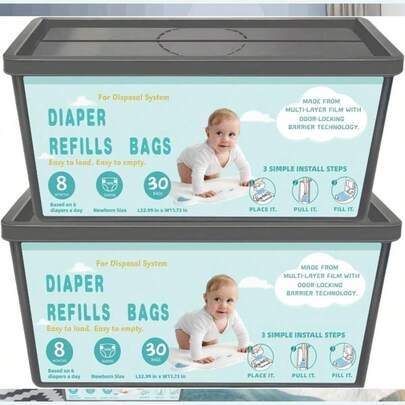 Bolsas de repuesto para cubos de paales 30 unidades compatibles con los cubos de paales Genie Easy Roll Signature y Platinum, con tecnologa de barrera olores de capas.