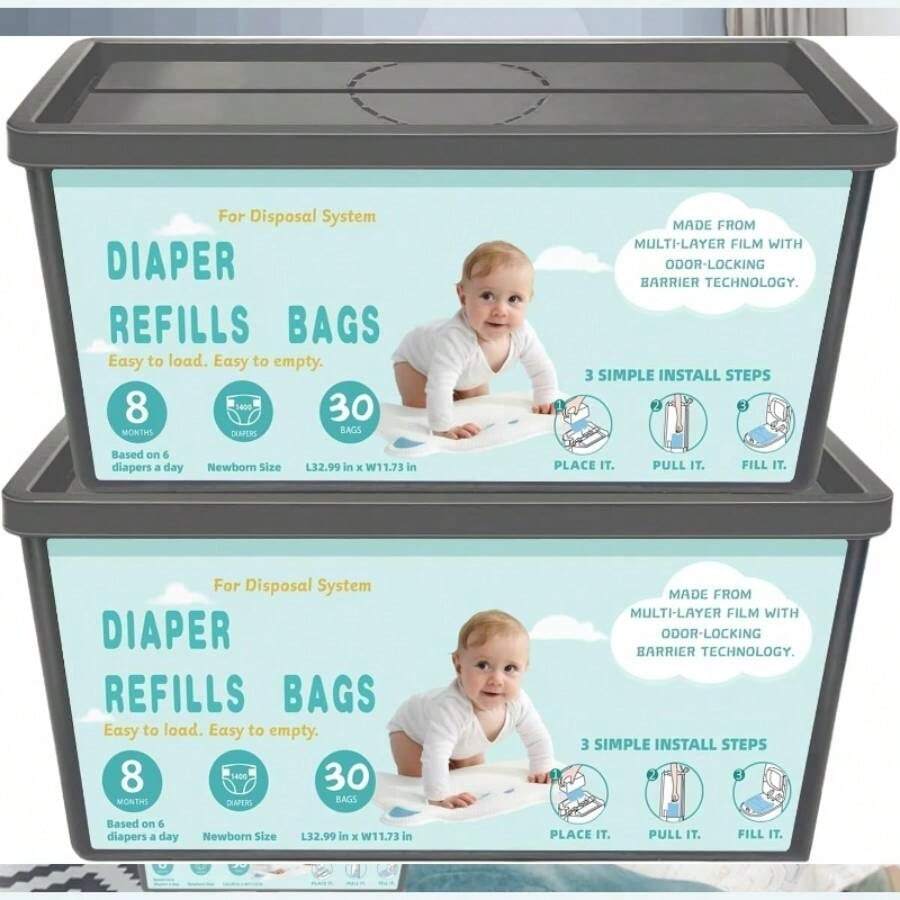 Bolsas de repuesto para cubos de paales 30 unidades compatibles con los cubos de paales Genie Easy Roll Signature y Platinum, con tecnologa de barrera olores de capas. - inicial - Ver 1