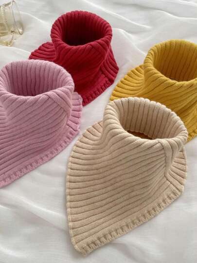 New Autumn/Winter Knitted Neck Warmer, Korean Style Versatile Solid Color Elastic Knitted Fake Collar Knitted Scarf Turtleneck For Dress