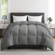 1 Pc Lux Decor Down Alternative Comforter – Soft Breathable All Season Quilt With Corner Tabs – Lightweight Hotel-Quality Bedding For Winter Sleeping – Box Stitching For Fluffiness – Versatile Bedroom Decor – Back To School, Graduation Gifts, Home Decor – Cozy, Cozy Quilt, Plush Comforter, Luxury Winter Bedding, Valentine's Day Cozy Night, Spring Lightweight Bedding, All-Season Warmth, Duvet Insert, Cozy Blanket, Fluffy Fill, Box Stitch Design, Reversible Design, Hotel Collection Style, Soft Touch Fabric, Easy Wash Bedding, Daily Living, Home Basic, Family Use - 灰色 - 查看 12