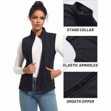 Chaleco Polar con Cremallera Completa de tamao Chaleco de Lana para Mujer - Grande + negro - Ver 6