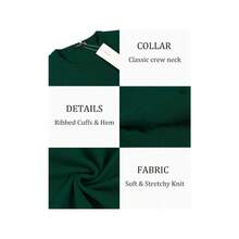 Men's Crew Neck Sweater Slim Fit Lightweight Sweatshirts Knitted Pullover For Casual Or Dressy Wear - 墨綠色 - 查看 6
