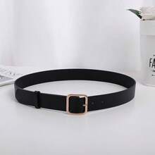 1pc Women's Black PU Leather High-Quality Metal Buckle Personalized Wide Waist Belt