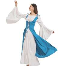 Renaissance Dress Women Irish Medieval Pirate Costume Ren Faire Dresses Halloween Costume{"Color_name":"OceanBlue","Size_name":"XX-Large-3X-Large"} - 海洋藍 - 查看 4
