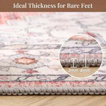 Soft Neutral Area Rugs 5x7, Washable Rug With Non Slip Backing, 5 X 7 Faux Cashmere Low-Pile Carpet, Cream White & Blue & Light Brown,  2025 Design - Red & Cream - View 5