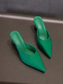 Women's Pointed Toe Mules, Fairy Slide Sandals, Platform High Heel Slippers For Spring - Green - View 9