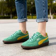 Puma 男鞋 女鞋 綠色Palermo生活系列板鞋 絨面革柔軟舒適低筒休閒板鞋 日常通勤復古德訓鞋 外出旅行出街鞋 輕便運動休閒鞋 396463-18
