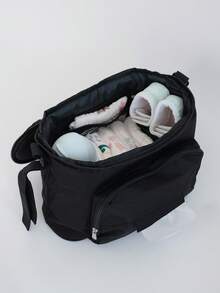 1pc Baby Stroller Hanging Bag Shoulder Mommy Bag - Black - View 2