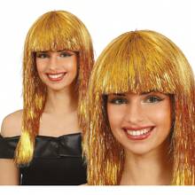 Fiestas Guirca Tóc giả Lumalina Gold Mane dành cho người lớn, tóc giả lấp lánh, vui nhộn và dành cho tiệc tùng lễ hội với mái thẳng, lý tưởng cho các sự kiện theo chủ đề và tiệc hóa trang - MIỄN PHÍ vận chuyển ✅ Giao hàng trong vòng 24/48 giờ đến Tây Ban Nha (lục địa) - Nhiều màu - Xem 1