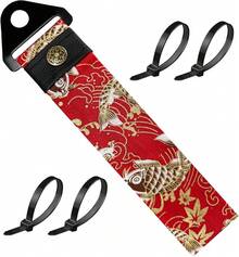 Correa de remolque para carreras de carreras JDM para parachoques deportivo, cuerda de tracción decorativa, correa de remolque universal de nailon de alta resistencia, gancho de remolque para - Peces negros - Ver 17