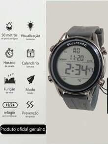 Men's Electronic Watch Thin Digital Watch Waterproof Bezel Night Light - Blanco - Ver 5