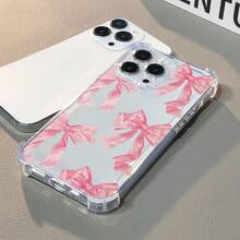 Funda Antigolpes Súper Resistente  - ¡Esquinas Reforzadas con Air Caps! Protección Completa AntiAmarillo - Transparente Lazos rosas patrón-Ideal Trabajo y Ocio- Regalo Pareja/Mejor Amiga ( - transparente - Ver 4