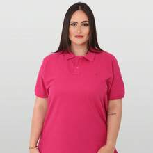 Camisa Gola Polo Feminina Plus Size Tshirt Babylook G1 G2 G3 Blusas De Alata Qualidade Clasicas Luxo Trabalho Uniforme - Pink - Visão 7
