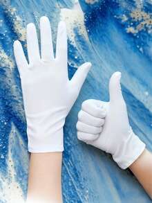 Guantes elásticos de espándex blanco para conducir, actuaciones y baile; guantes industriales ultradelgados para hombres y mujeres.
