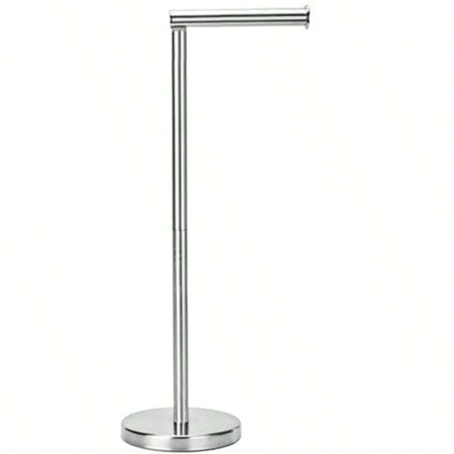 Toilet Paper Holder Roll Stand Tissue Roll Storage Holder Standing Toilet Tissue Paper Roll Storage Shelf For Bathroom Silver - Silver - View 1