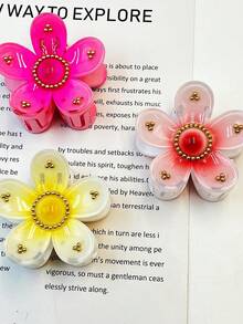1 pieza/3 piezas/6 piezas Pinza de pelo de plástico ABS con estampado floral, nuevo lanzamiento 2025 para playa, viaje, fiesta, vacaciones, vuelta al colegio, accesorios de pelo dulces y frescos, elegantes pinzas de pelo, pasador de pelo de invierno