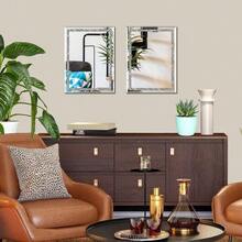 Rectangular Wall Mirror Crystal Crush Diamond Mirror For Home Decor Accent Mirror For Bathroom Entryway And Bedroom 12''x16'' 2pcs Silver