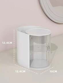 1pc Children's Room Rotating Desktop Storage Box, 2-Layer 3-Compartment Dust-Proof Hair Clip Organizer - Multicolor - View 8