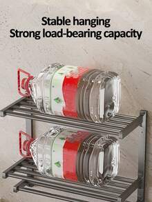 无孔毛巾架，浴室收纳架，毛巾挂钩，多功能壁挂式收纳架，家居浴室装饰，浴室收纳架，浴室配件，浴室工具 - 彩色 - 查看 4