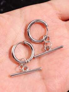 1 Pair Fashionable Minimalist Casual Chic Unique Silver Alloy Hoop Earrings For Men, Suitable For Daily Wear