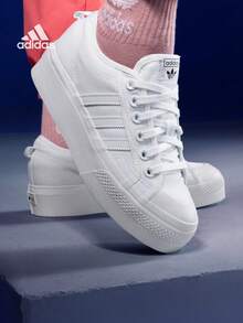 Adidas Zapatillas Adidas NIZZA PLATFORM, zapatillas de lona con suela gruesa clásicas, zapatos de moda vulcanizados casuales con suela gruesa, zapatos vulcanizados clásicos para monopatín con suela de goma reforzada