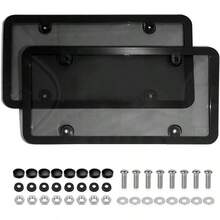 2 Pcs License Plate Frames, Unbreakable License Plate Holder Protectors For Cars, Black License Plate Brackets, Rustproof, Rattle-Proof, Weatherproof, Universal US Fit - 1 - View 8