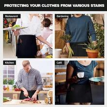 Server Aprons With 3 Pockets, Oil & Waterproof Waitress Waiter Short Half Waist Apron - Multicolor - View 3